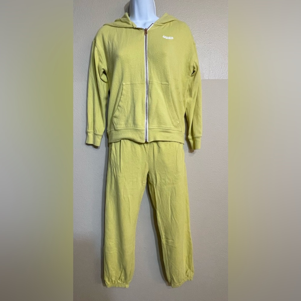 Volcom Kids Yellow Lounge sweatpants hoodie  Set girls large 10-12